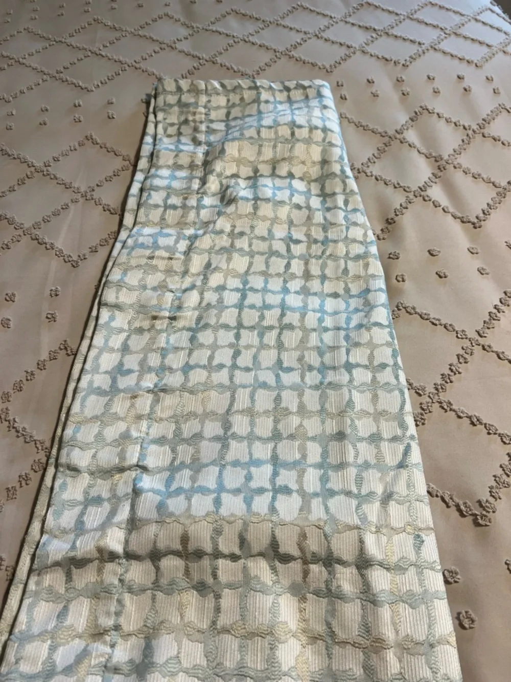 Allen + Roth Curtains 52 x 82 Light Blocking Coastal Blue Tan Heavyweight